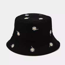 Load image into Gallery viewer, Irish Country Hat Daisy Embroidered Reversible in Black
