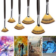 Load image into Gallery viewer, Artist Quality Fan Brushes Set of 6
