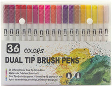 Load image into Gallery viewer, Dual Tip Watercolor Brush Pens 36pc Set
